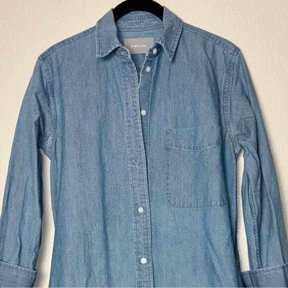 Everlane Chambray Shirt Dress Women's XS/0 Light Wash Blue Long Sleeves cotton - Picture 6 of 16